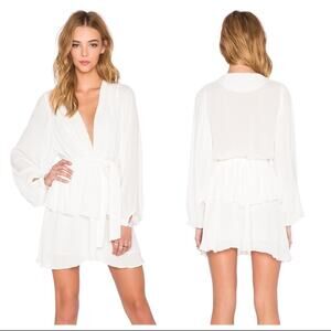 Pfeiffer the Label Dress Alexis Milk White Long Sleeve Plunge V-Neck Mini NWT